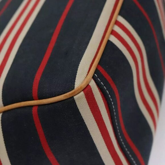 BURBERRY Hand Bag Canvas Leather Navy Silver - Picture 11 of 16